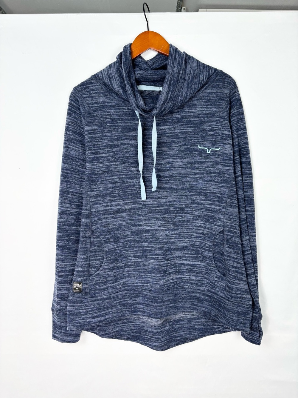 Kimes Ranch Fleece Hoodie Women Cowl Neck Size L Blue
